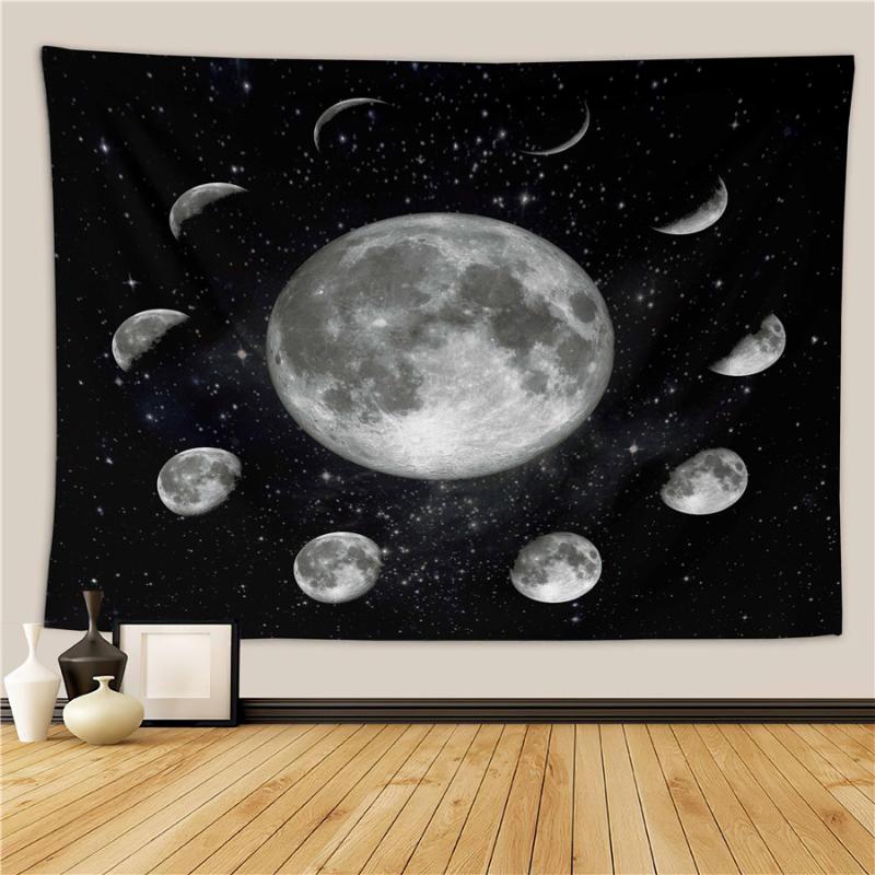 

HELENGILI Home Furnishing Moon Phase Change Tapestry Wall Hanging Sandy Beach Picnic Throw Rug Camping Tent Sleeping Pad