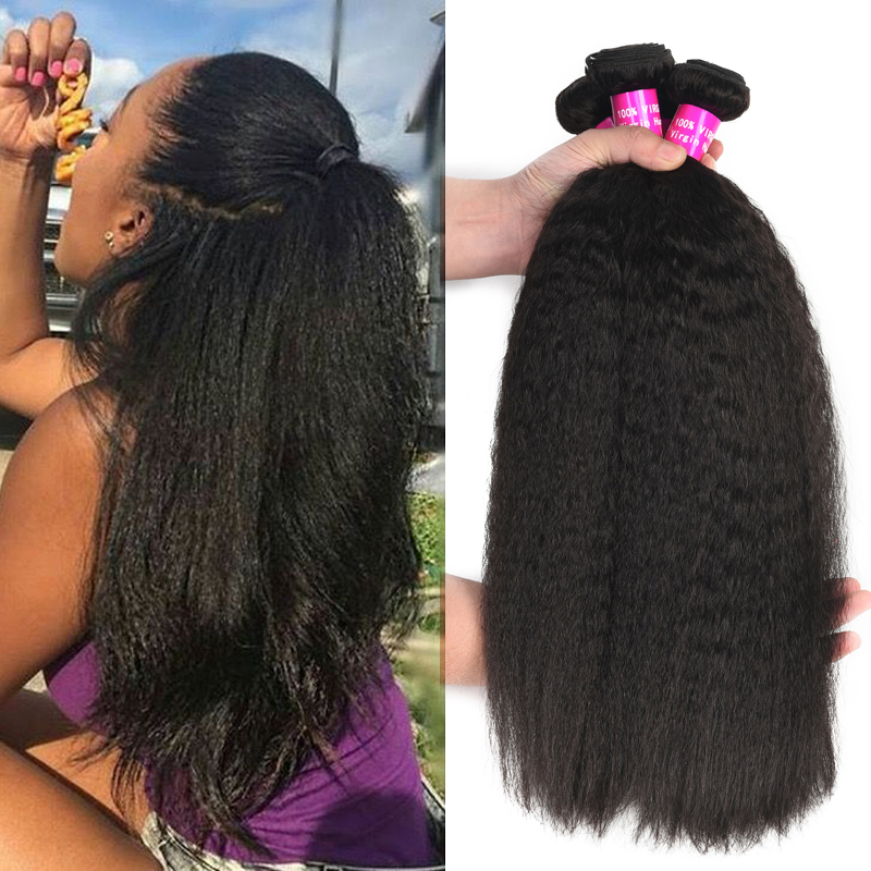 

9A Grade Brazilian Kinky Straight Virgin Hair Bundles Unprocessed Deep Curly Loose Wave Malaysian Peruvian Indian Human Hair Extension Weave, Black