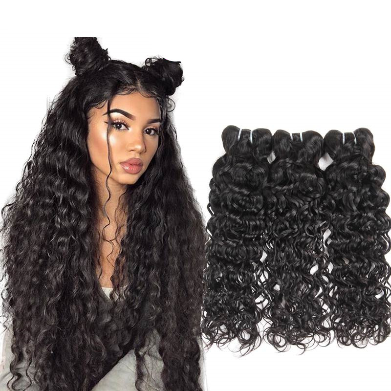 

Ishow Brazilian Water Wave Hair Extensions 8a Unprocessed Peruvian Wet And Weavy Vrigin Human Hair Bundles For Women Girls All Ages Jet Black, Natural color