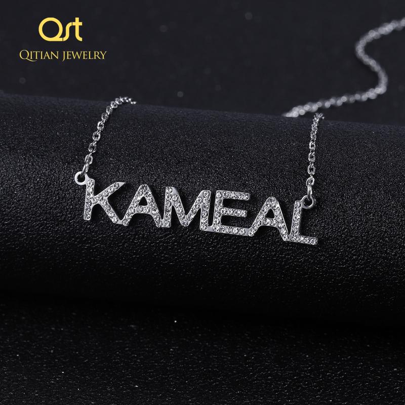 

Personalized Iced Out Zirconia Letters Necklace Custom Name Pendant Crystal stainless steel choker Do not fade jewelry WomenGift