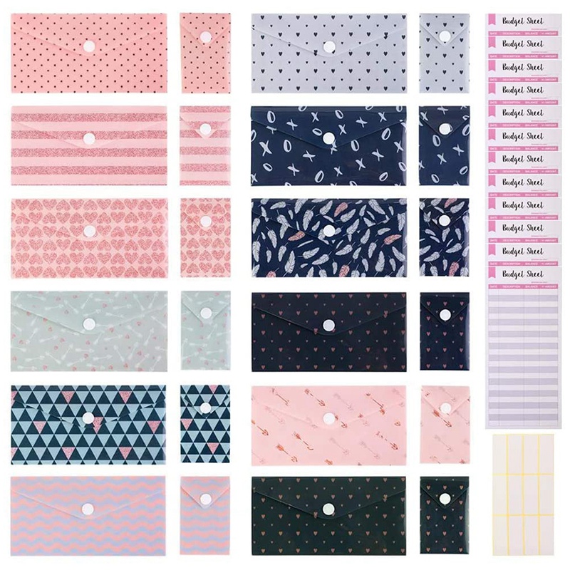 

24 Packs Budget Envelopes Laminated Cash Envelope for Budgeting and Saving Money Waterproof Finance Keeper Organizer
