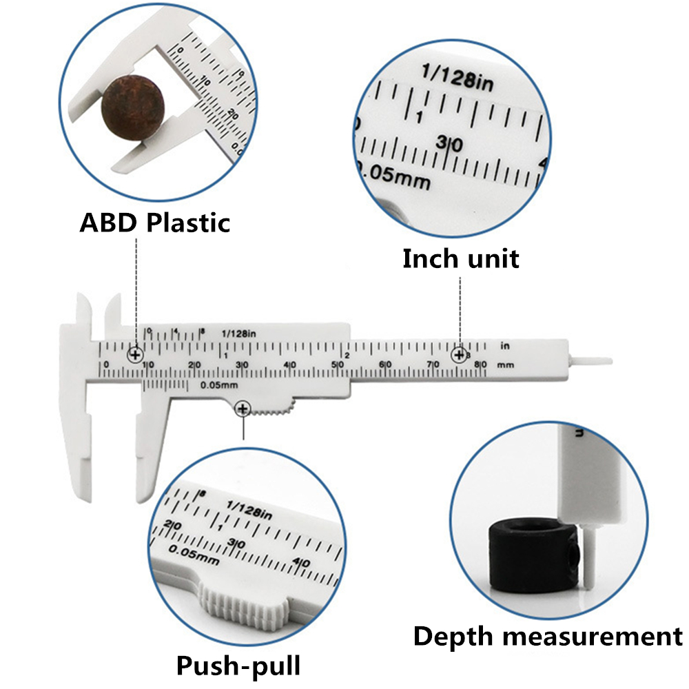 Universal Mini Plastic Sliding Vernier Caliper Gauge Measure Tools Ruler Gray