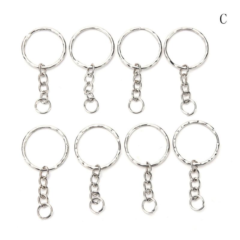 

100 Pcs/Set Silvery Key Chains Stainless Alloy Circle DIY 25mm Keyrings Jewelry Keychain Key Ring