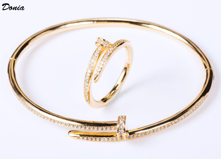 

Donia jewelry luxury bangle party European and American fashion nail titanium steel micro-inlaid zirconia bracelet ring set designer gift