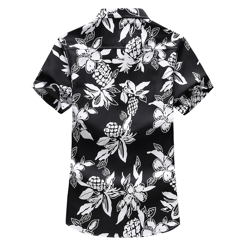

2020 Summer New Style Men's Hawaiian Shirt Fashion Casual Male Short Sleeve Flower Shirt Brand Clothes Plus Size 5XL 6XL 7XL, Black
