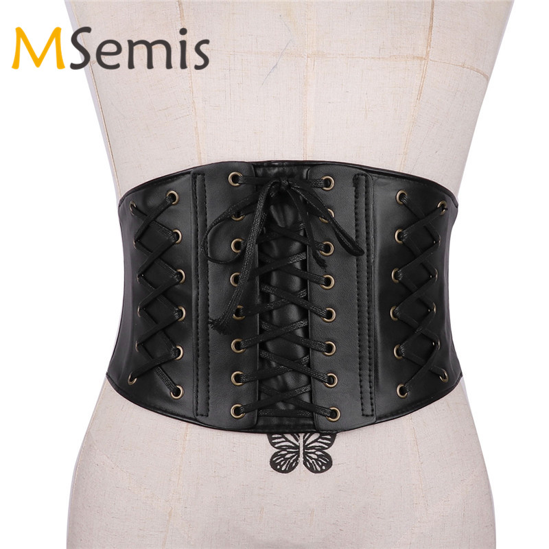Women Wide Corset Lace Up Tie High Waist Stretch Elastic Belt Velvet S M L XL