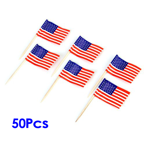 

Americans Flags 50pcs Cake Decoration Rods for Cupcake.