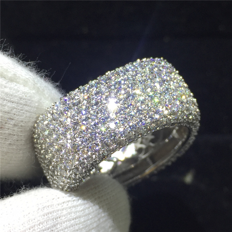 

Brand Big Couple ring Full 300 pieces Simulated Diamond 925 Sterling Silver Engagement Wedding Band Ring Party Anniversary Women finger Gift