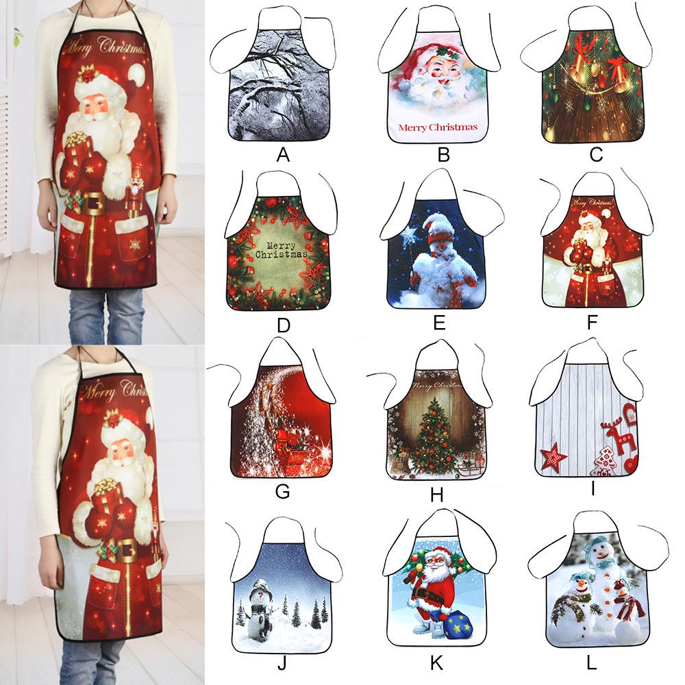 

Saingace Apron 2019 Merry Christmas Deco Waterproof Apron Kitchen Dinner Party Cute Snowman Festival Cooking Baking #45