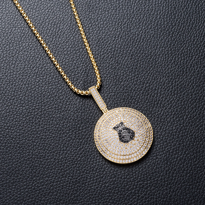 

Hip-hop Smiling Face Necklace Pendeloque Cut Gold Electroplate Quality Guarantee Hiphop Hip Hop Jewelry