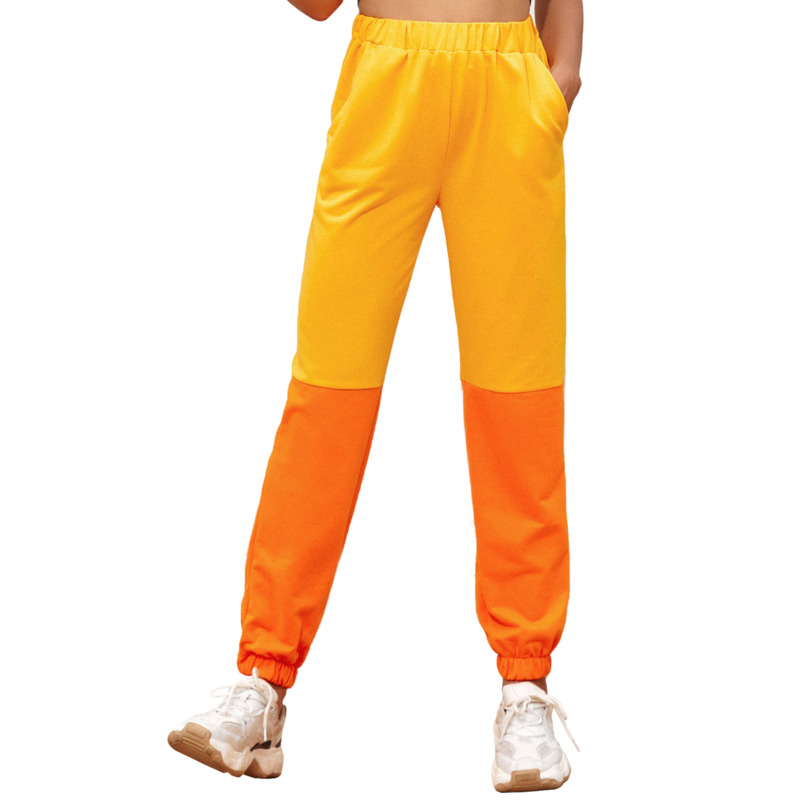 

Women' Jogging Full Pants High Elastic Waist Fashion Constract Color Patchwork Streetwear Trousers Casual Loose Sports Pants, Picture color