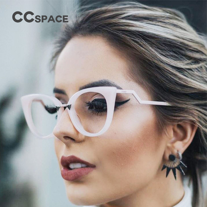 

Sexy Lady Cat Eye Glasses Frames Women Red White CCSPACE 45045 Brand Optical EyeGlasses Metal Temple Fashion Eyewear
