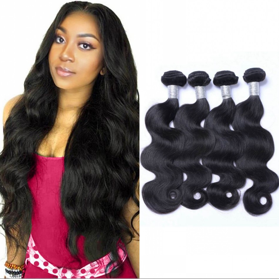 

Body Wave Bundles 3 4pcs Mongolian Non Remy Human Hair Extensions for Black Women 8-26 inch, Natural color