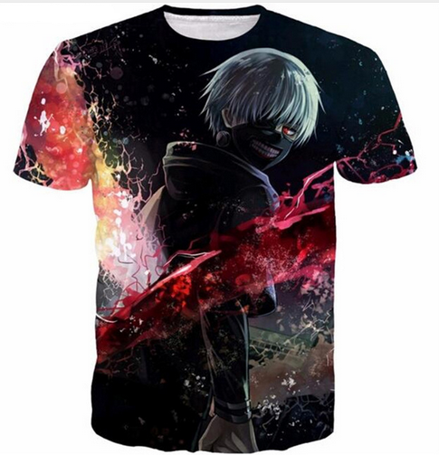 

Casual Mens Womans Anime Tokyo Ghoul 3D HD Print T-shirt Summer Short-sleeved O-neck T-shirt Fashion Style Unisex Shirt Brand Tees RX029, Gradient