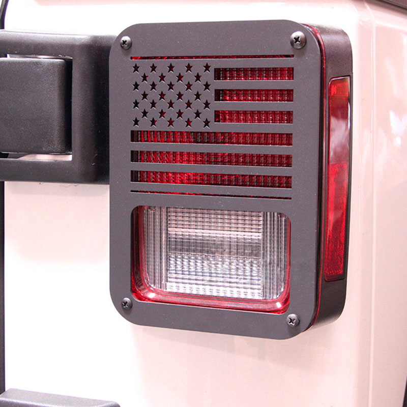 

2PCS Rear Light Taillight Cover Guard USA U.S. Flag For 2007-2016 Jeep Wrangler AK
