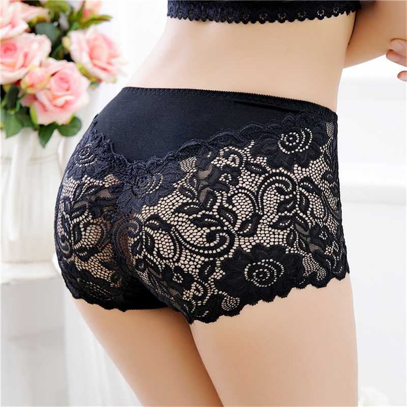 

Underwear Women Lingerie UnderpantsLace seamless panties sexy lace buttock high waist panties modal crotch women's boxer shorts, Beige