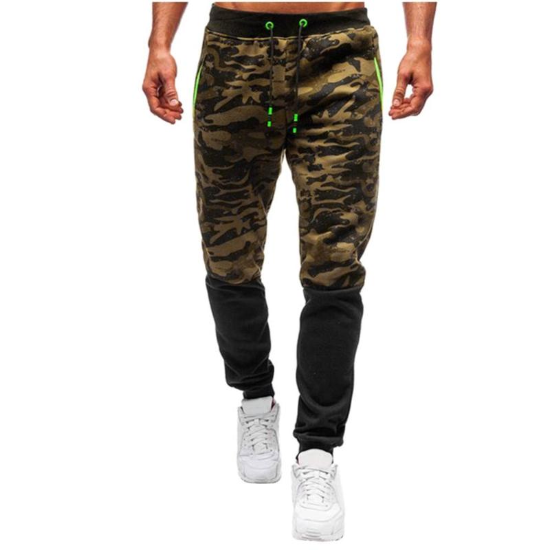 

Men Zipper Camouflager Sweatpants Overalls Casual Pocket Sport Work Casual Trouser Pants Elastic Waist Outdoor Streetwear, Army green
