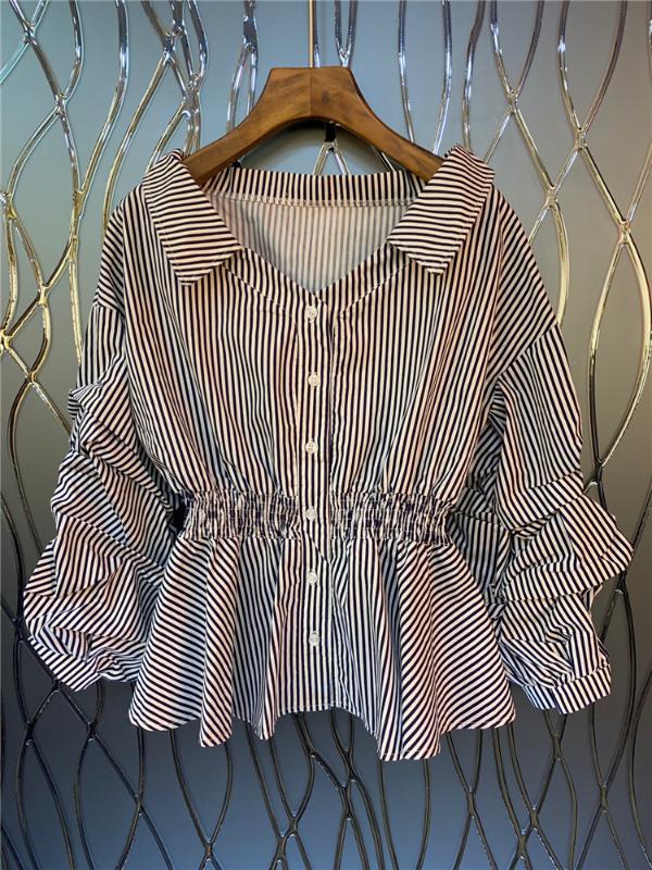 

Women Silk Blouse Female Cotton Blouse New Arrival 2020 Spring Autumn Personality Elegant Striped Top Thin, Picture color