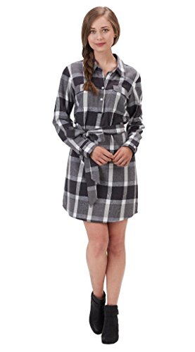 

Mud Pie Womens Plaid Bale Flannel Shirt Dress, As pic