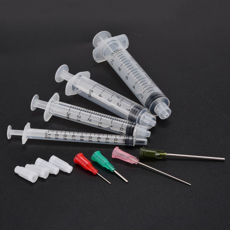 50pcs/set 1ml 3ml 5ml 10ml Luer Lock Syringes with 50pcs 14G-25G Blunt Tip Needles and Caps for Industrial Dispensing Syringe