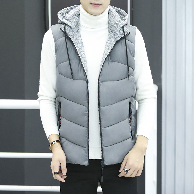 

Fashion Vest Men's Jacket Sleeveless Winter Waistcoat Men Coat Slim Fit Hooded Vest Jacket Men Work Hooded Coat Male, Navy blue