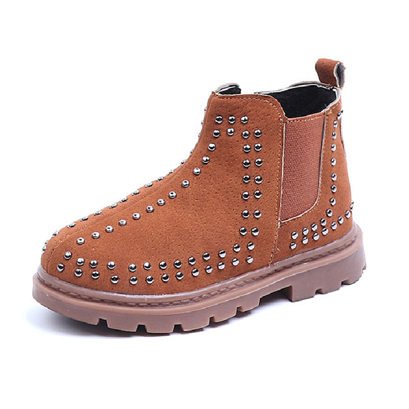 

Kids Ankle Boots Girls Boys Rivet Boots Girls Autumn Children Winter Velvet Shoes Warm Snow Brown Black Kids Sneakers