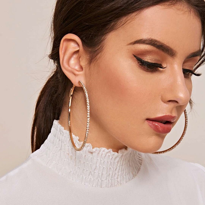 

86 65 45mm diamond hoop earrings for women luxury designer bling diamonds circle huggie earrings gold silver hoops earring jewelry love gift