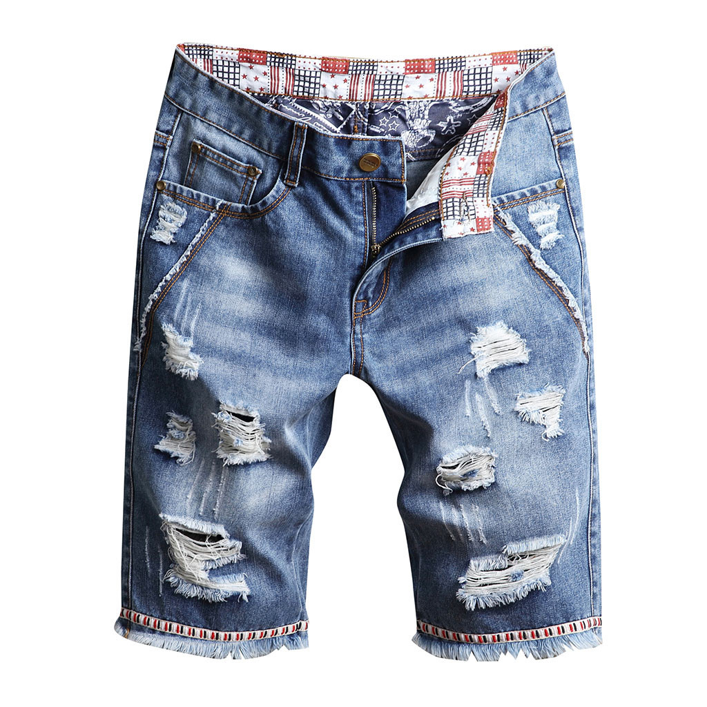 New Fashion Mens Ripped Short Loose Casual Broken Hole Jeans Clothing Bermuda Summe Breathable Denim Shorts Male 12.4 T200520