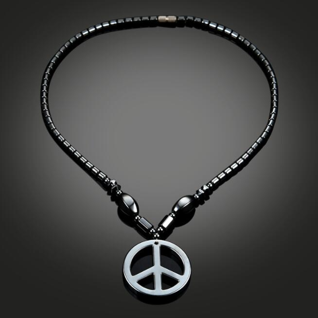 

Fashion Simple Pendant Black magnet necklace and peace sign necklace for men and women free shipping