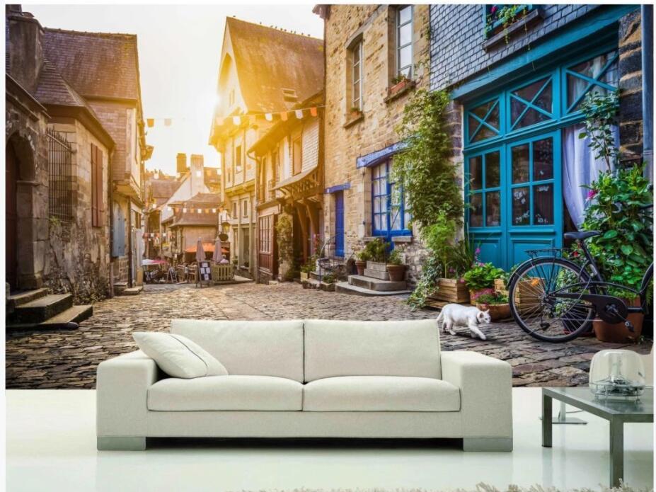 

3d wallpaper custom photo mural on the wall Retro foreign city alley building home decor living room photo wallpaper for walls 3 d, Non-woven