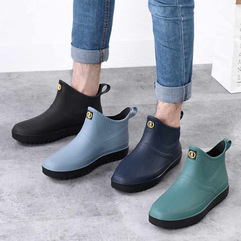 

rain boots of short boots kitchen nonslip rubber shoes soft shoes with soles of work wear insurance fashion unisex waterproof shoes, Black
