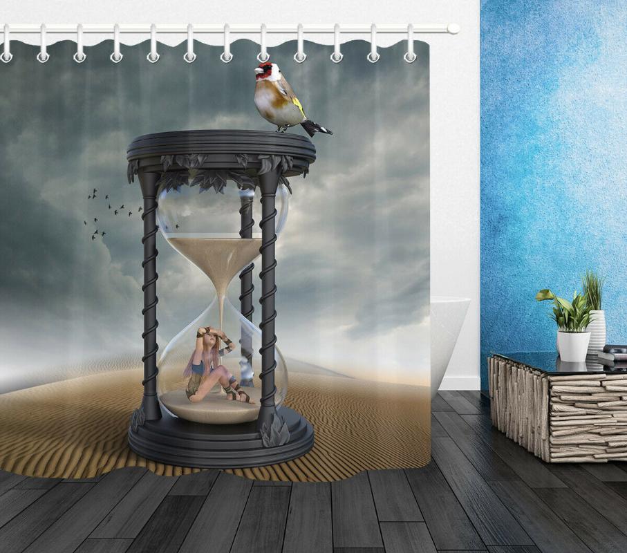 

Hourglass Girl Bird Bathroom Liner Waterproof Fabric Shower Curtain Set Hooks