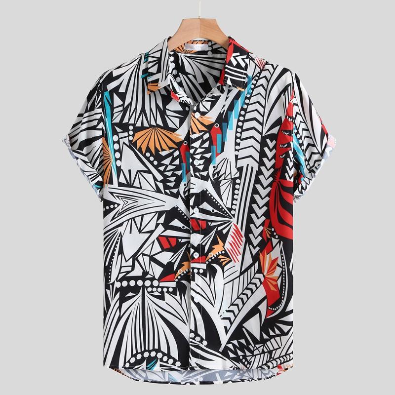 

Mens Hawaiian Shirt Animal Print Summer Fashion Casual Short Sleeve Shirts Men Hawaii Beach Clothing Camisa Masculina, Blue