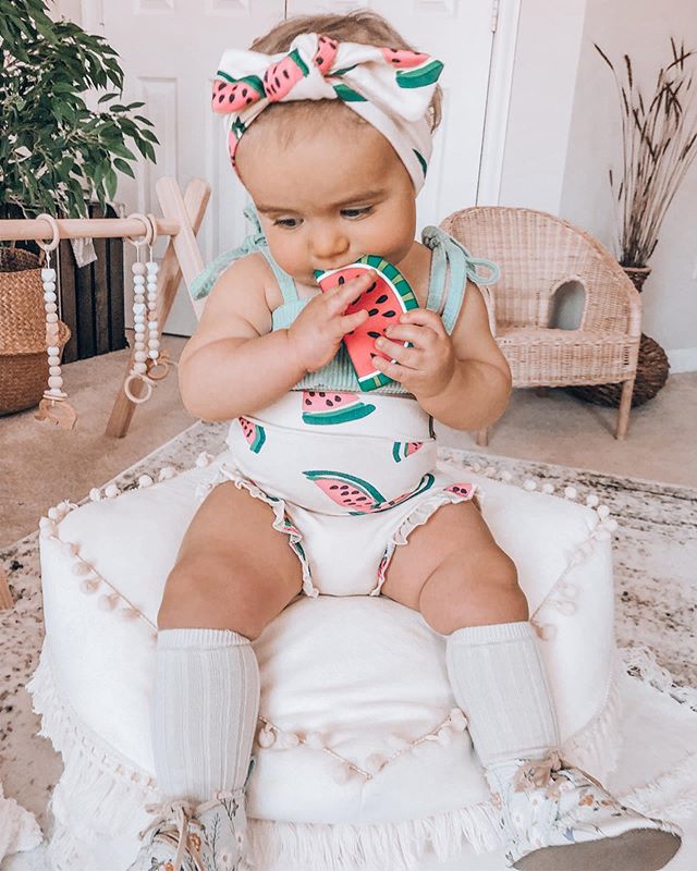

Summer Newborn Girl Baby Boy Toddler Watermelon Suit Green Sleeveless Belt Vest Top Watermelon Shorts