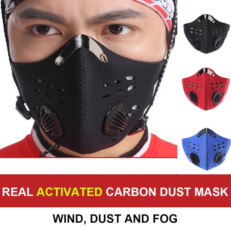 

Cycling Respirator Face Mask With One Filter Breathable Cycling Mask Activated Carbon Anti-Pollution Sport Training Bike Facemask