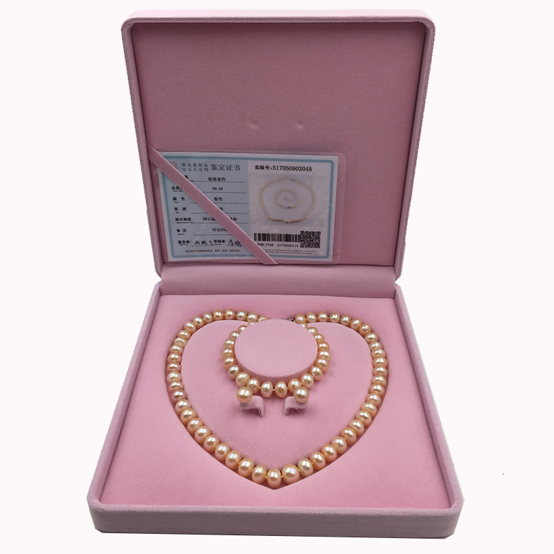 

Sinya Natural pearls strand necklace bracelet earring set with pink purple white for optional pearl dia 10-11mm for Mother women CJ191205
