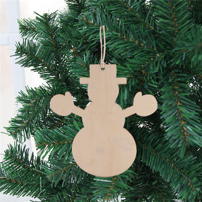 

10pcs Christmas Tree Hanging Ornaments Wood Snowflake Deer Snowman DIY Crafting Christmas Decoration