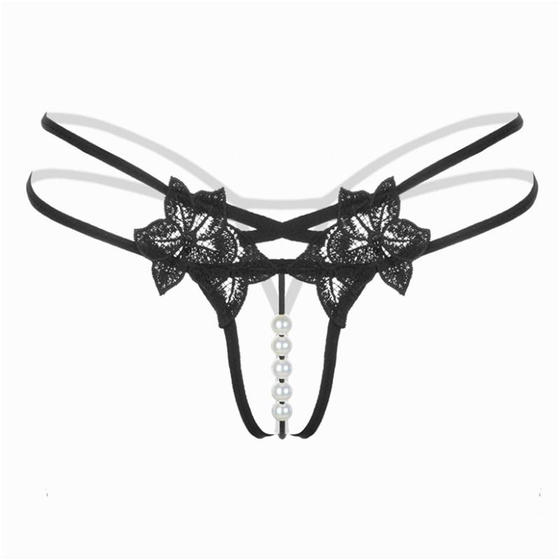 

Chamsgend Women Intimates Sexy Hot Underwear Lace G String Thong Low Waist Panties with Pearl Beads 80110, Wr