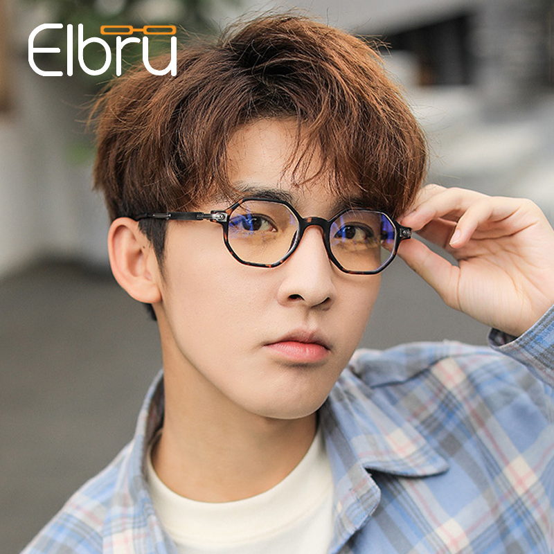 

Sunglasses Elbru Retro Polygon Blue Light Blocking Computer Glasses Men Metal Anti Ray Spectacle Optical Frame For Male Female