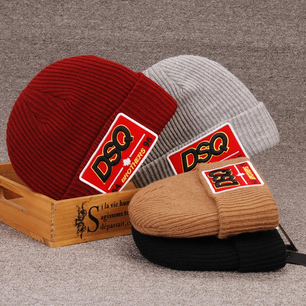 2020 New style DSQICOND2 Embroidery Caps knitted cashmere thick warm couple lovers parent-child hats tide street hip-hop wool cap D53