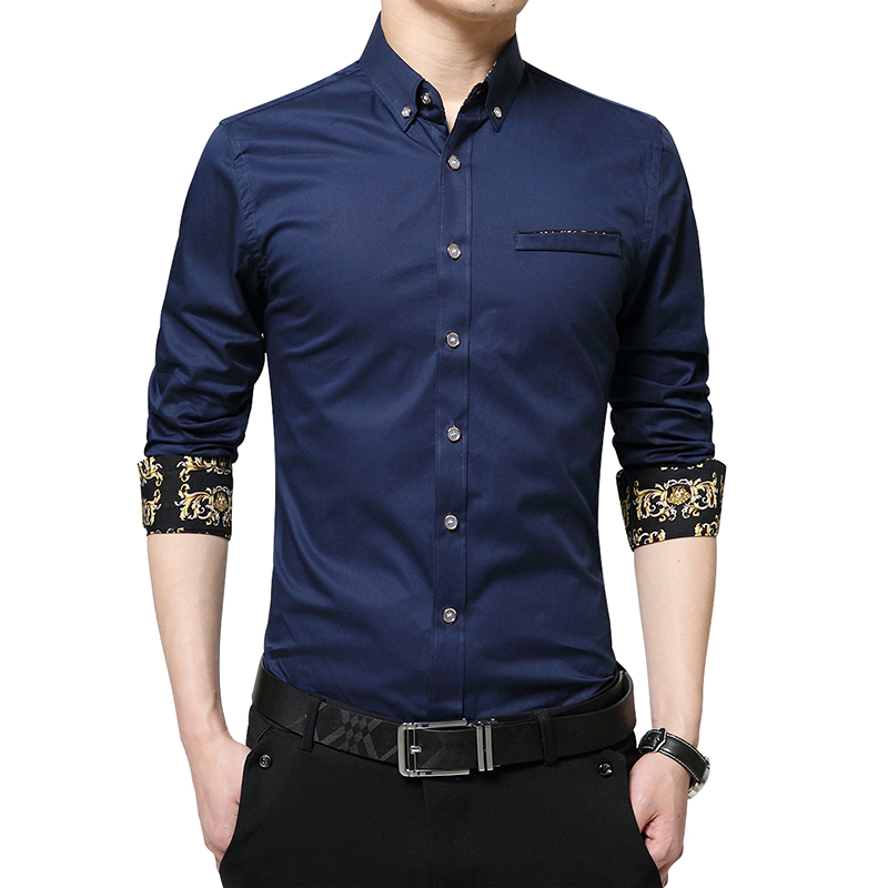 

New Mens Long Sleeve Shirt Slim Fit Dress Shirts Business Male Clothes Social Casual Classic Fashoion Korean Solid Tuxedo Shirts, Black