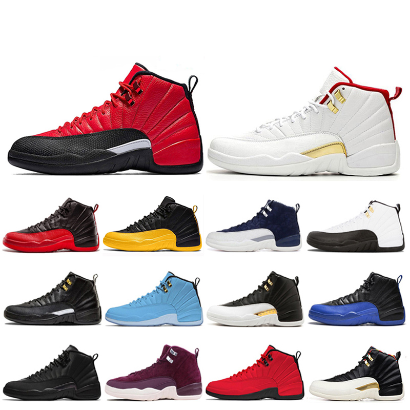 

2020 12 12s Basketball Shoes Men REVERSE FLU GAME Bulls FIBA TAXI Hot Punch Game Royal mens trainers Sports Sneakers 7-13