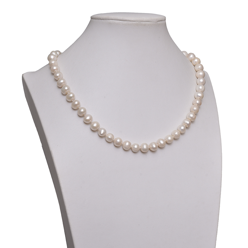 

Lockets 8-9mm Simple And Pure Natural Fresh Water White Pearl With Generous Round Necklace Findings 19inch Wholesale Gift Perferred