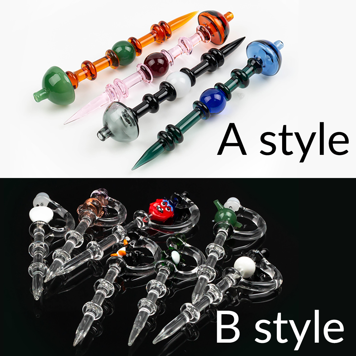 

Colorful blocked bubble carb cap & dabber with Smoking glass dab tool for 25mm quartz banger bucket nails