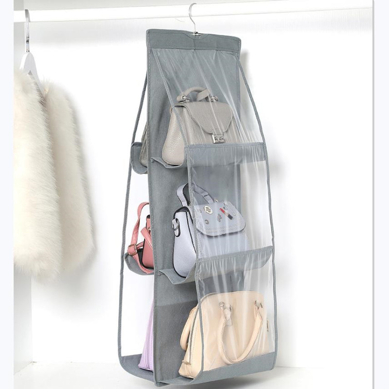 

Two Sides 6 Pocket Hanging Storage Bag Shoes Handbag Organizer Storage Bag Closet Hanger Handbag Holder Organiser Dropshipping