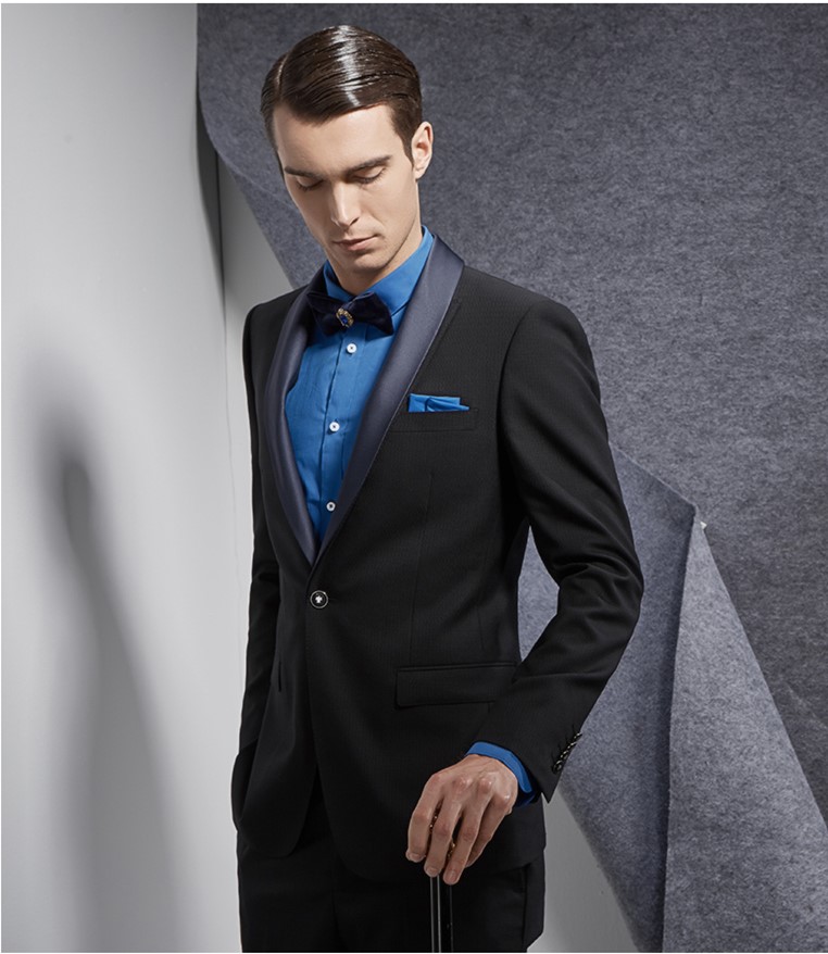 

High Quality One Button Groomsmen Shawl Lapel Groom Tuxedos Men Suits Wedding/Prom Best Man Blazer ( Jacket+Pants+Tie) 044, Same as image