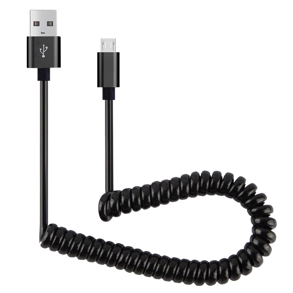 

1M Flexible Elastic Stretch Micro USB Charging Spring Cable, Black
