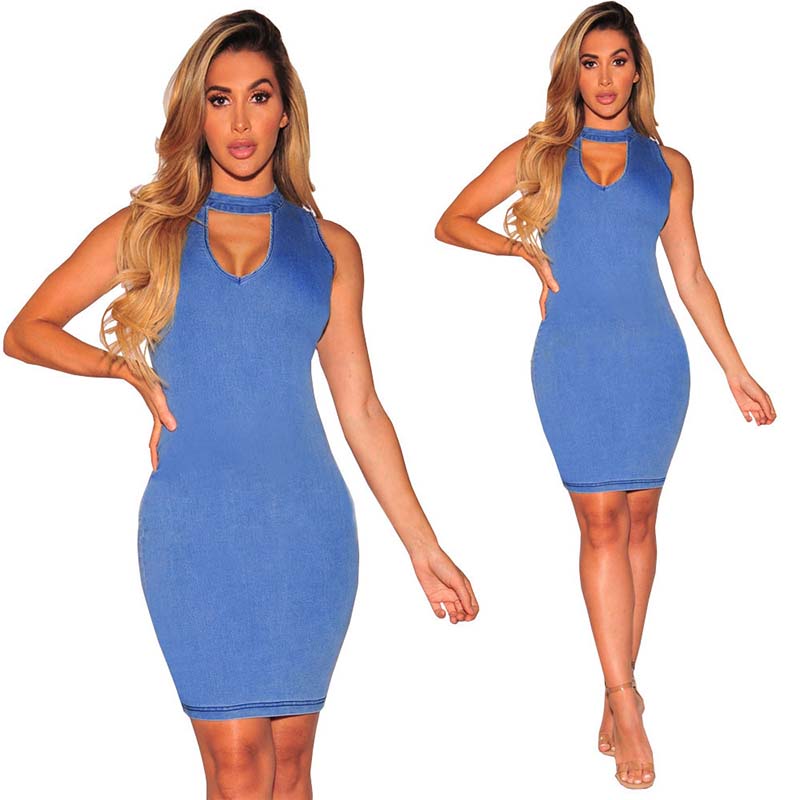 

2020 Women Denim One Piece Casual Lady Dress Bodycon Dresses High Elastic Casual Skirt Zipper Female Free Shipping, Y-ly001