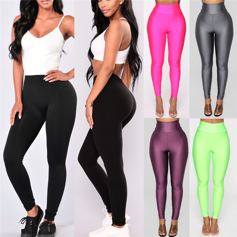 

hirigin Sexy Womens casual Full Length High Waist legging fashion female Skinny Leggings ladies Stretch solid new Fitness, Black