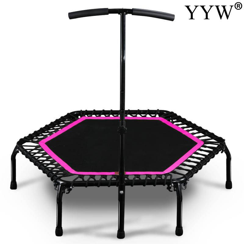 

45" Silent Trampoline With Handle Bar Fitness Indoor Trampoline Bungee Rebounder Jumping Cardio Trainer Workout Payload 120kg
